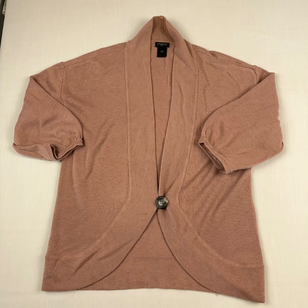 Ann Taylor Womens Small Dusty Rose Shawl Collar Single Button Cardigan Sweater